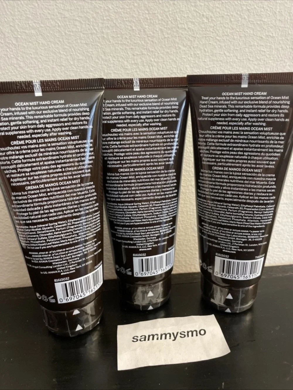 Ahava Dead Sea Essentials OCEAN MIST HAND CREAM 3.4 Fl oz., x3